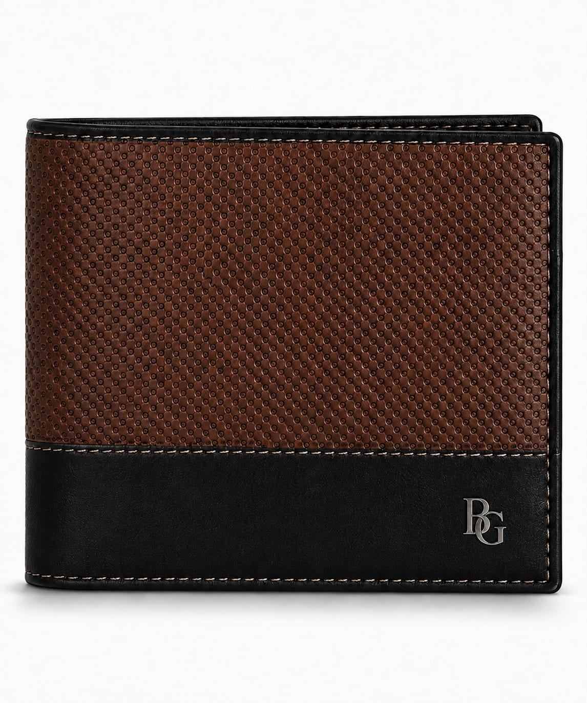 brown and black textured bifold wallet